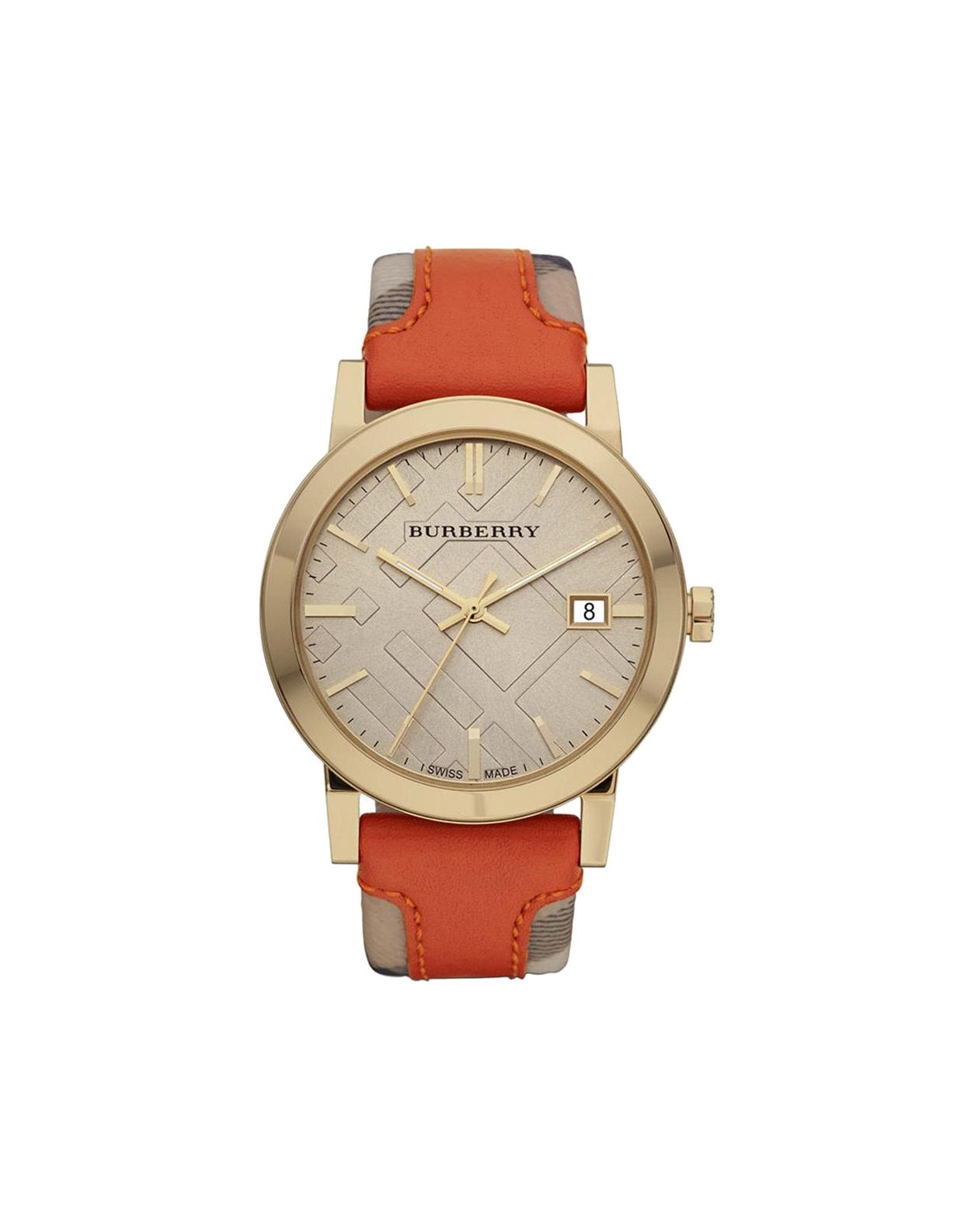 Montre Homme Burberry Large check BU9016 avec bracelet en cuir orange