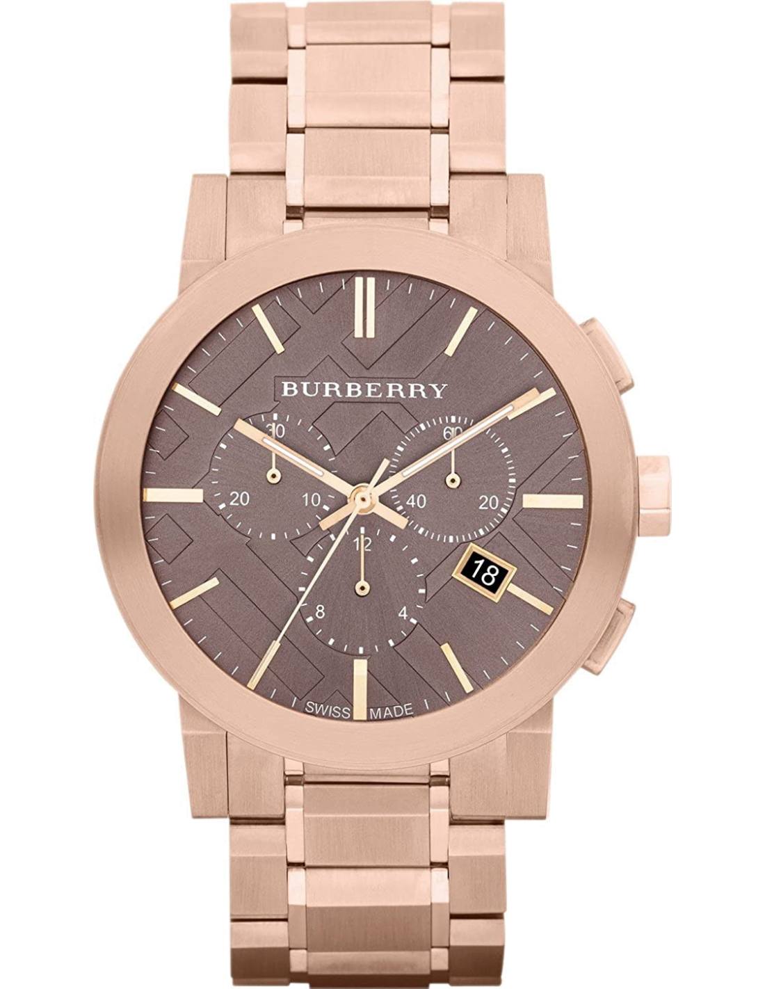 Montre Homme Burberry BU9353 Chronographe Acier Or Rose et Cadran Marron