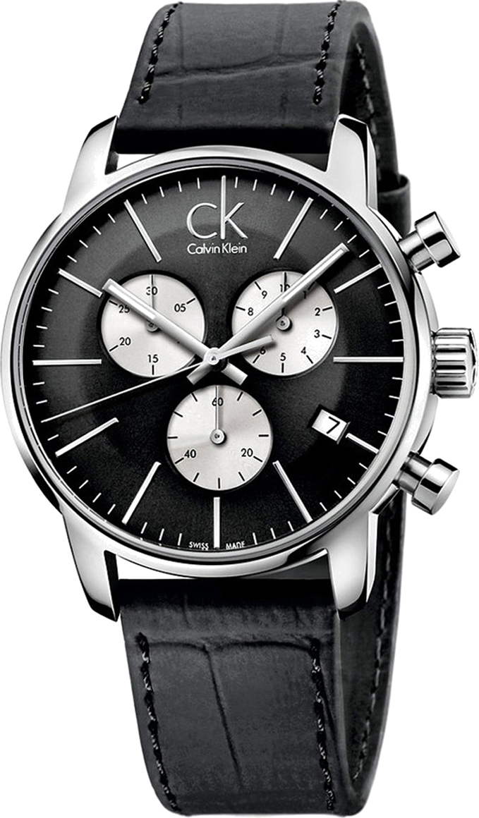 Montre Homme Calvin Klein City K2G271CX chronographe bracelet en cuir noir