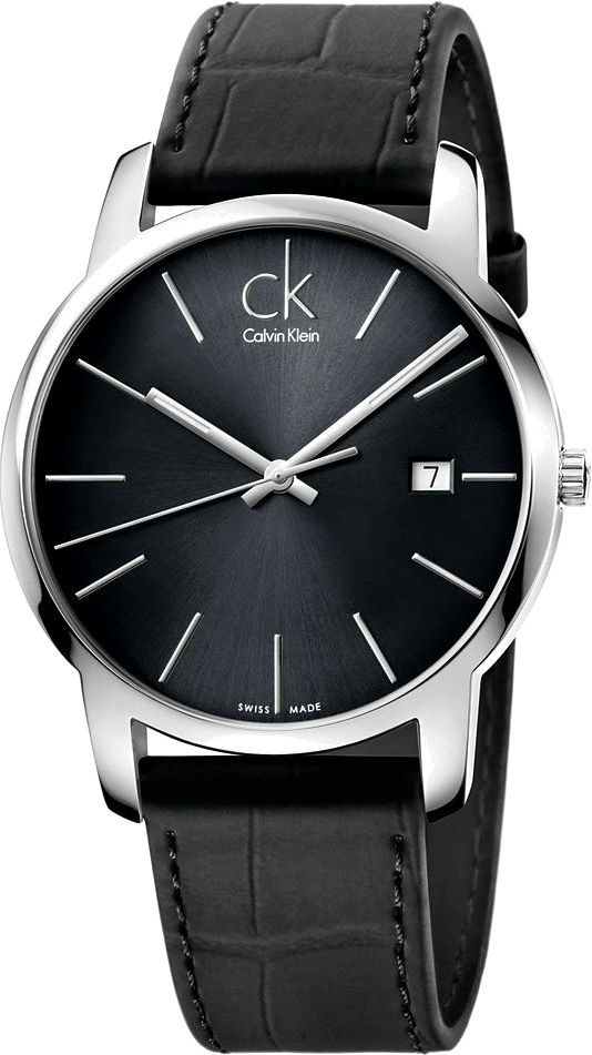 Montre Homme Calvin Klein City K2G2G1C3 Quartz cadran noir bracelet en cuir noir