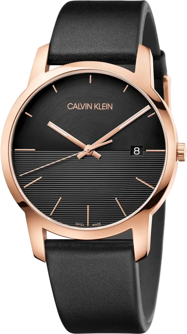 Montre Homme Calvin Klein City K2G2G6CZ cadran noir bracelet en cuir