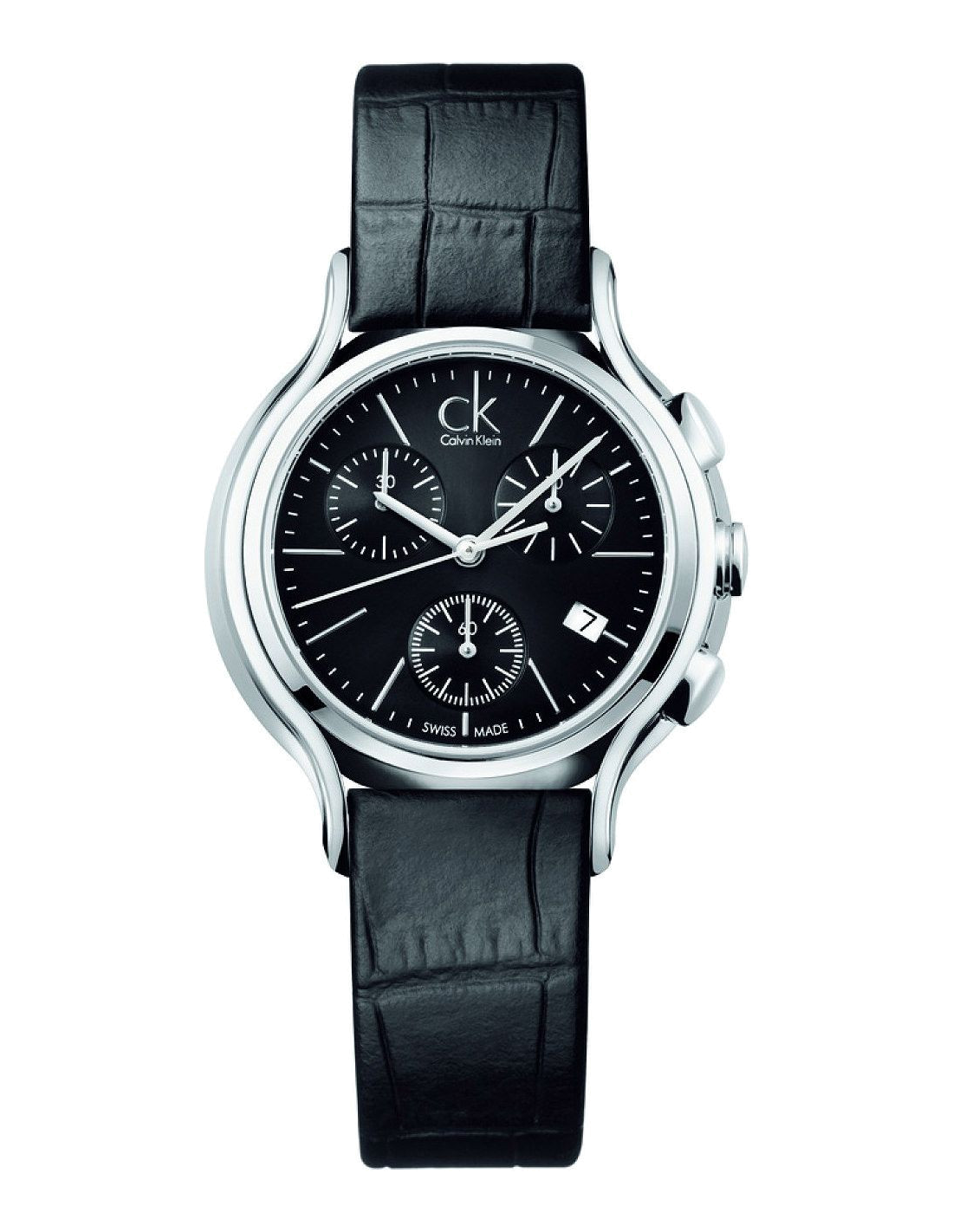 Montre Femme Calvin Klein K2U291C1 Chronographe Cuir Noir Swiss Made