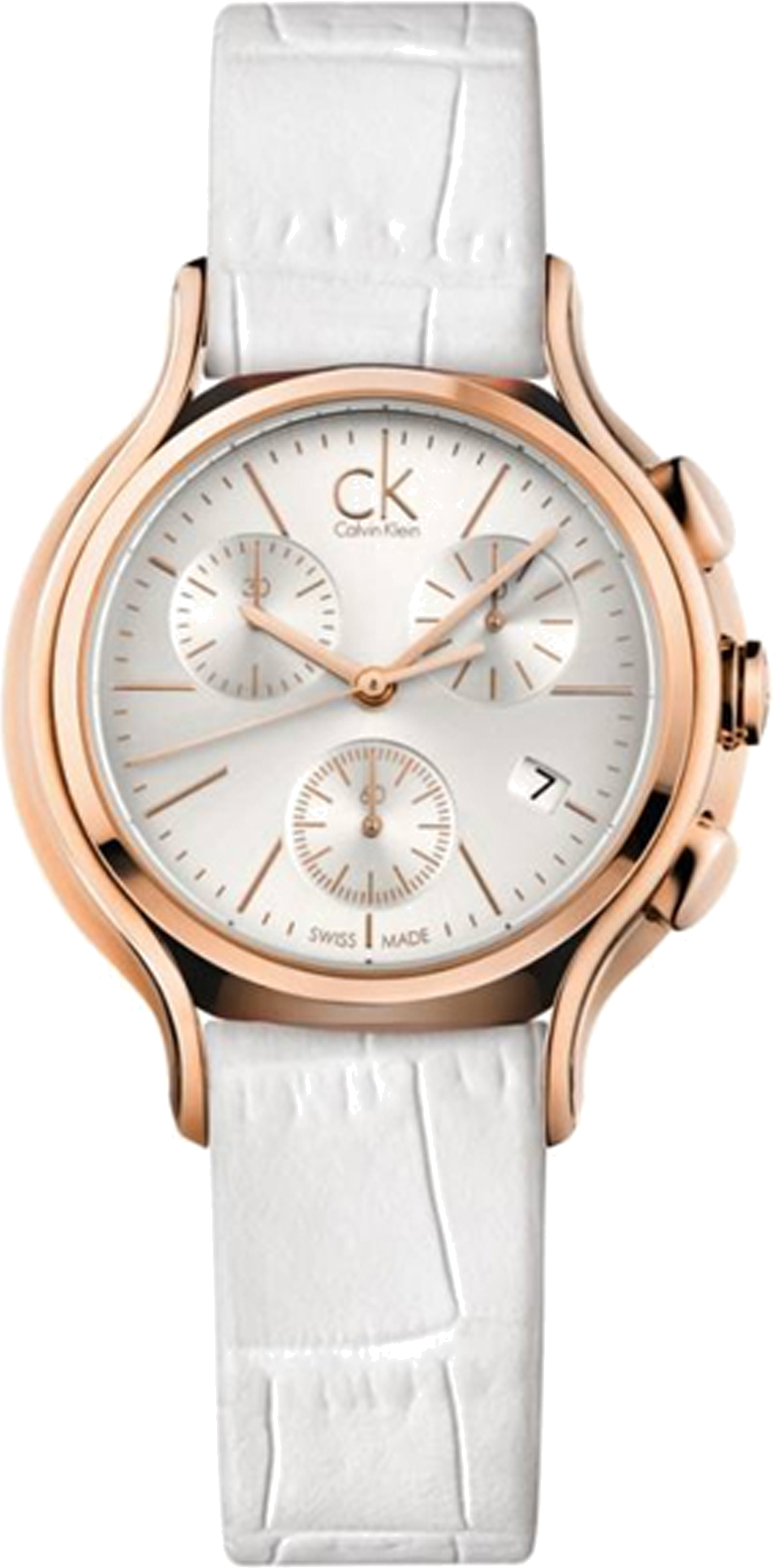 Montre Femme Calvin Klein Skirt K2U296L6 Chronographe Suisse Cuir Blanc