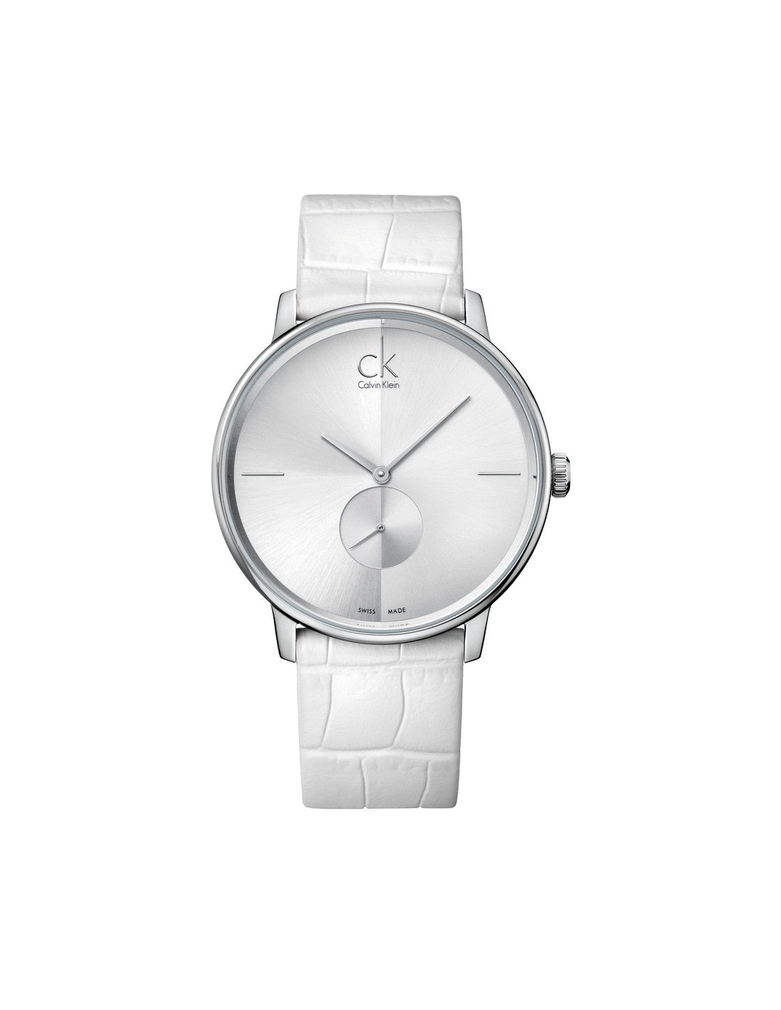 Montre Calvin Klein CK Accent K2Y211K6 bracelet cuir blanc