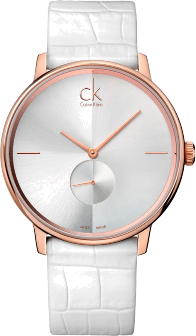 Montre Femme Calvin Klein Accent K2Y216K6 bracelet cuir blanc