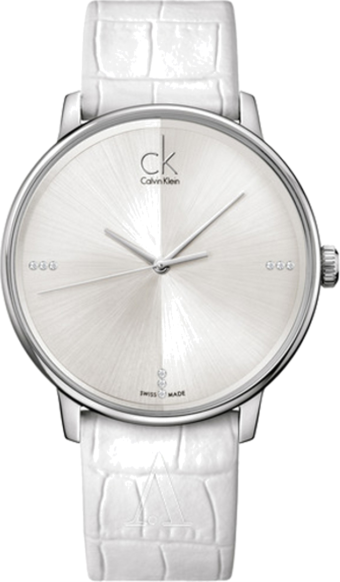 Montre Homme Calvin Klein K2Y2X1KW Accent en Cuir Blanc et Diamants