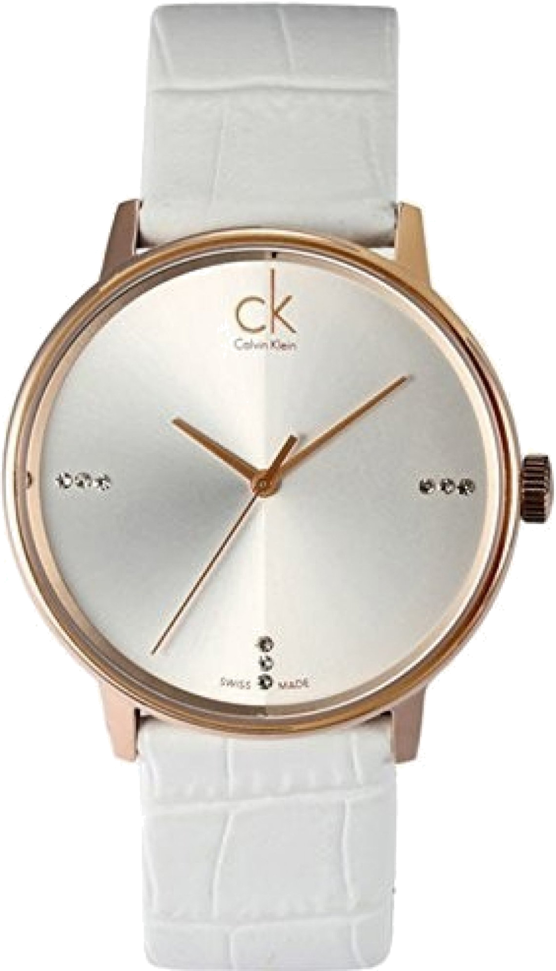 Montre Calvin Klein K2Y2X6KW Boîtier Or Rose et Bracelet Cuir Blanc