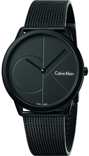 Montre Femme Calvin Klein Minimal K3M524B1 quartz cadran noir bracelet maille en acier inoxydable noir