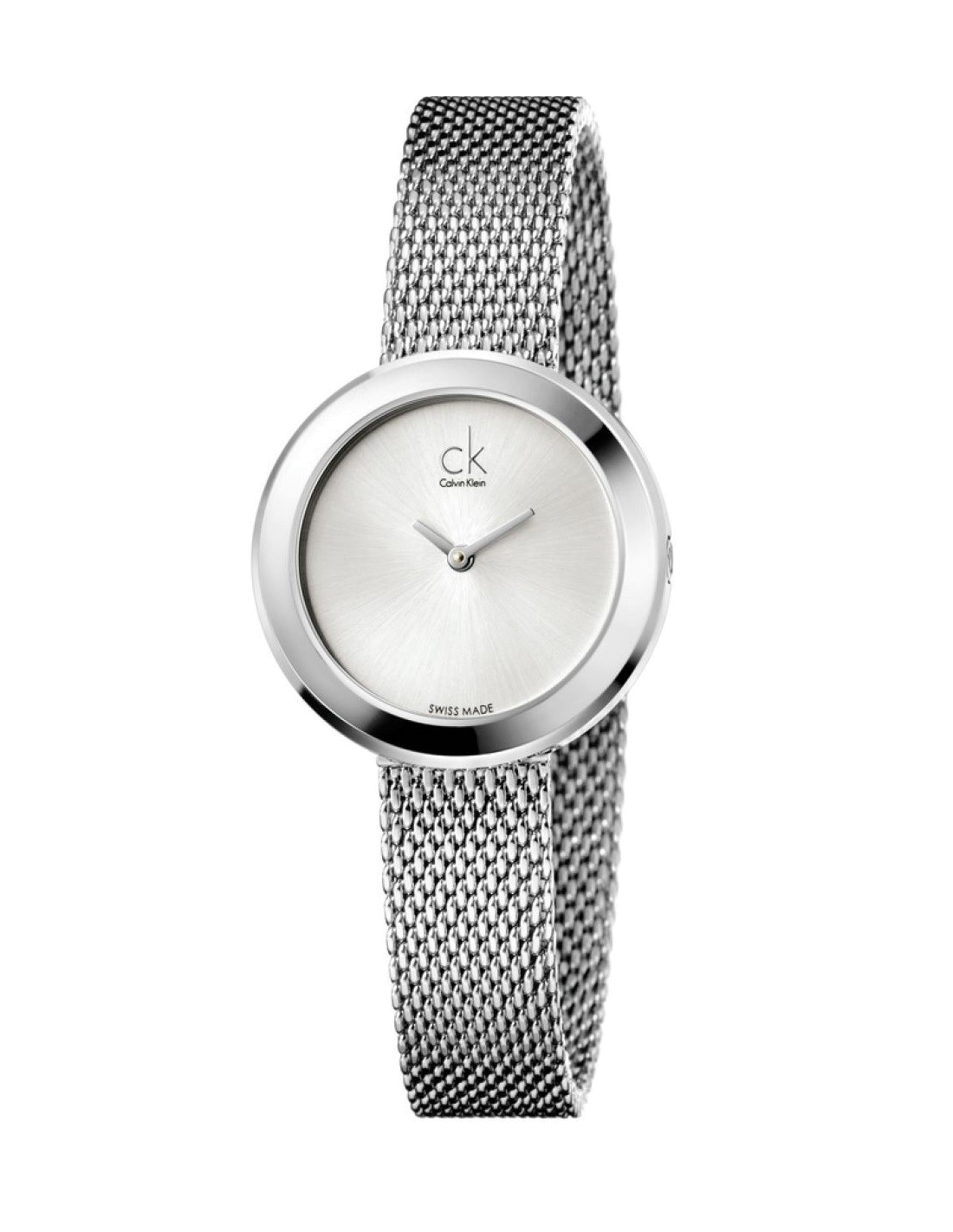 Montre Femme Calvin Klein Firm K3N23126 Acier Poli Cadran Noir Maille Milanaise