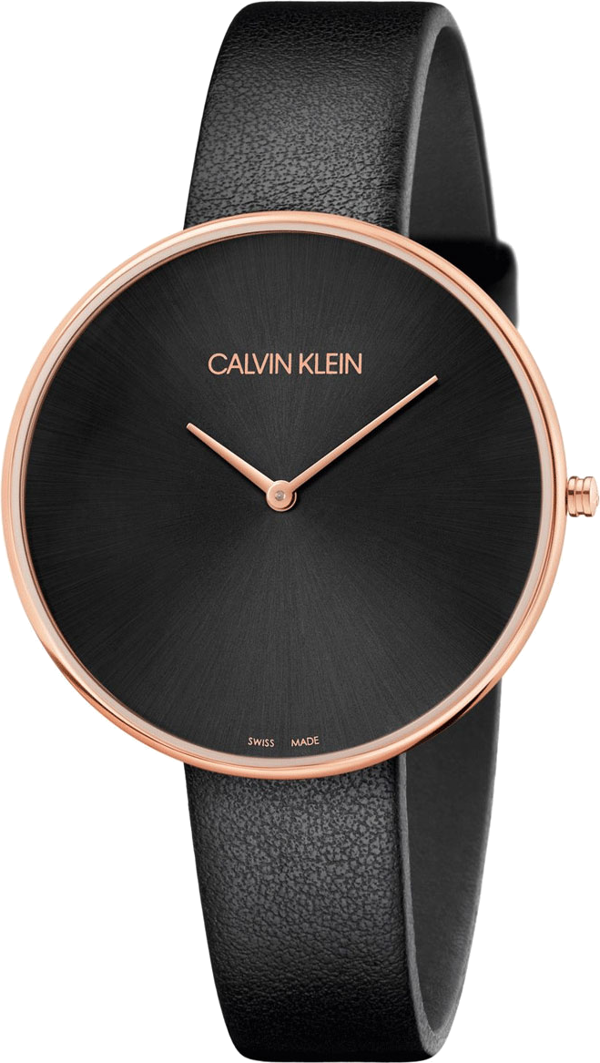 Montre Femme Calvin Klein Full Moon K8Y236C1 quartz cadran noir bracelet cuir noir