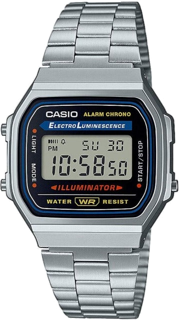 Montre Casio Collection Vintage A168WA-1YES digitale en métal gris