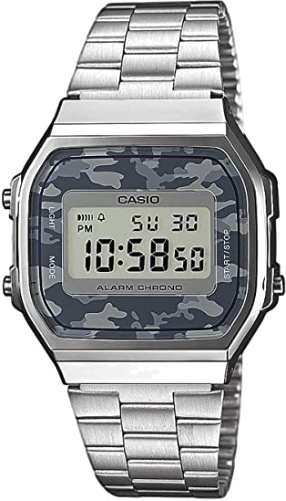 Montre Casio Collection Vintage Camouflage A168WEC-1EF cadran digital gris militaire