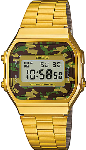 Montre Casio A168WEGC-3EF Dorée avec Cadran Camouflage Vert Militaire