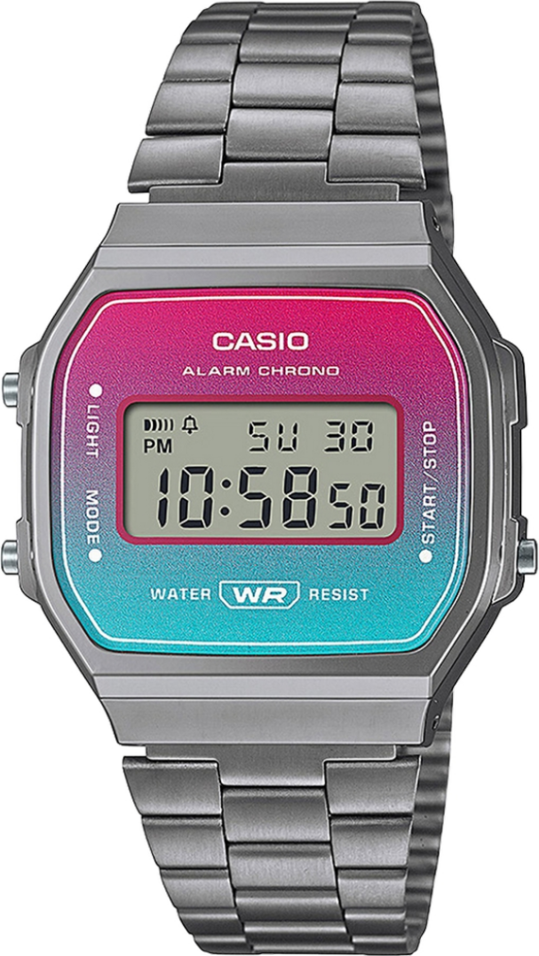 Montre Casio A168WERB-2AEF Anthracite Cadran Turquoise et Rose