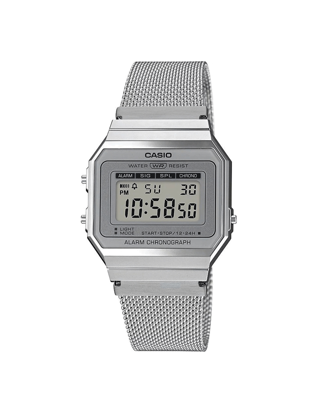 Montre Casio A700WEM-7AEF affichage digital et maille milanaise
