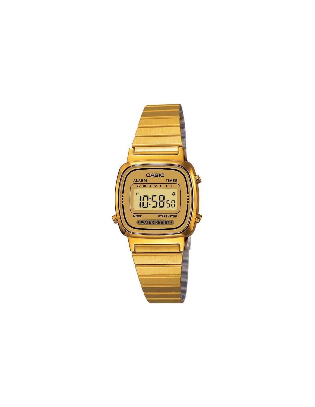 Montre Femme Retro Casio Vintage LA670WEGA-9EF affichage digital en métal doré