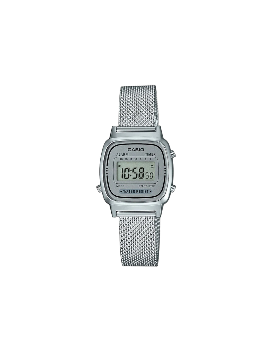 Montre Femme Retro Casio Vintage LA670WEM-7EF affichage digital maille milanaise