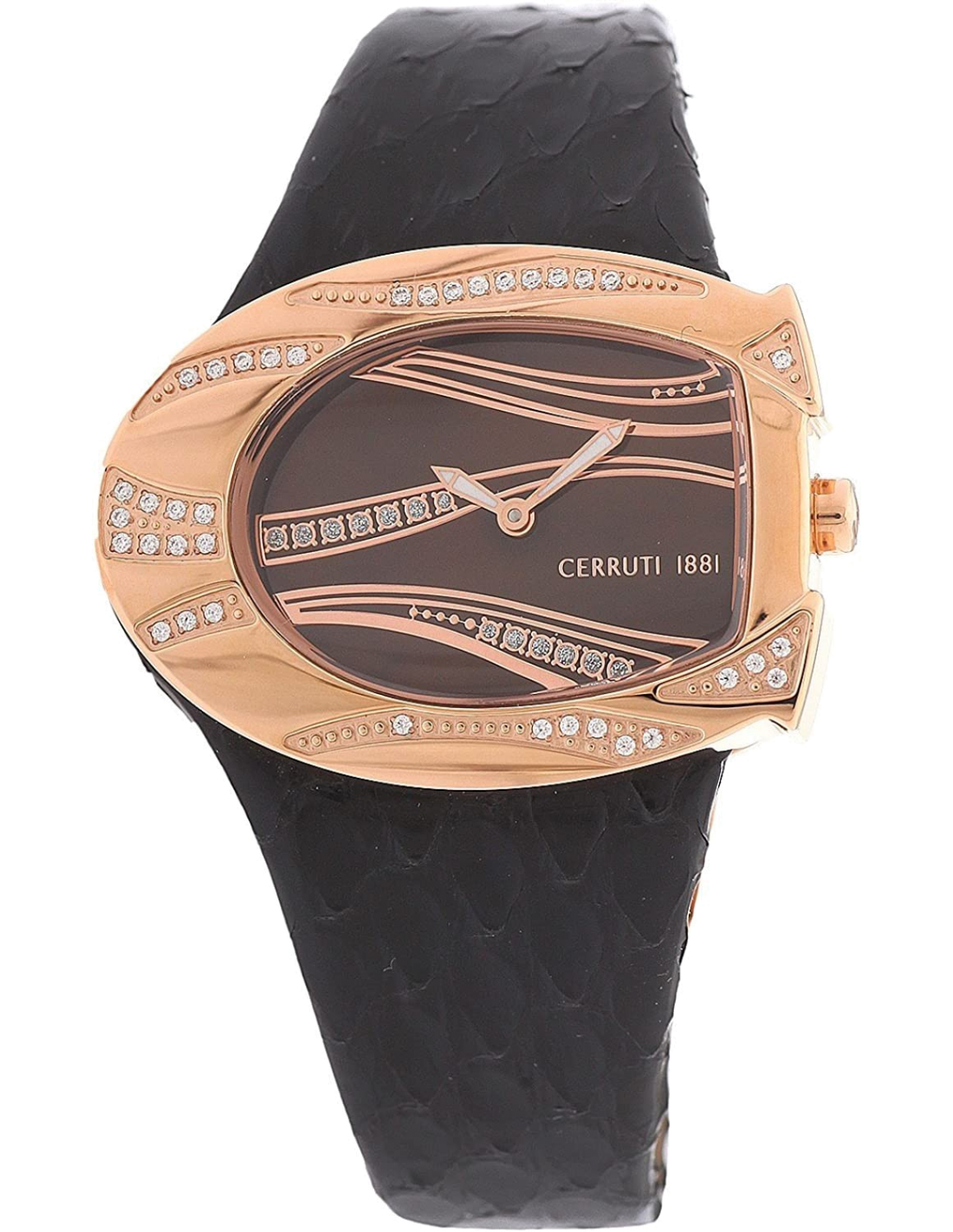 Montre Femme Cerruti 1881 CRP003R262A, Cadran Noir et Boîtier Or Rose sur Bracelet Cuir vue 2