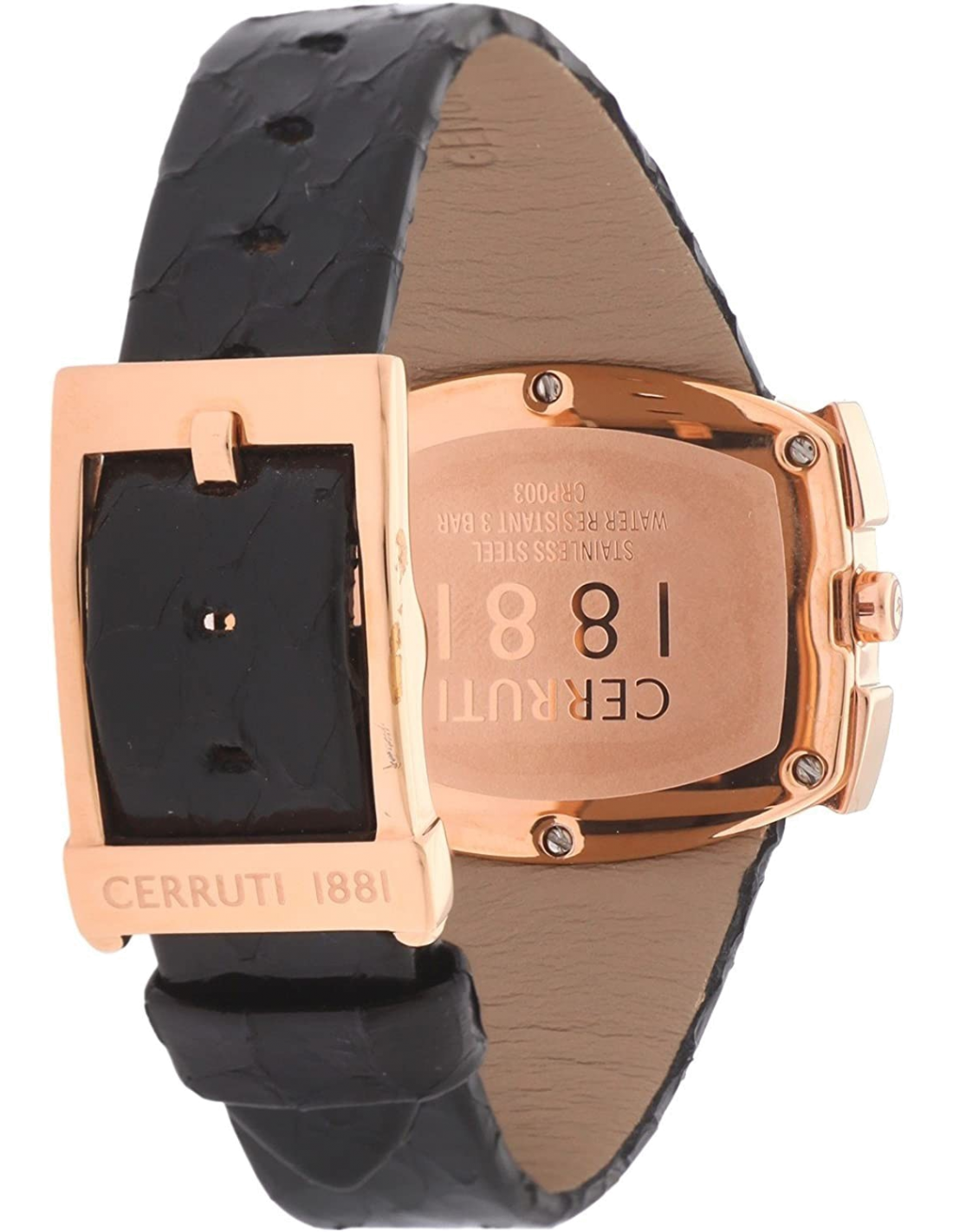 Montre Femme Cerruti 1881 CRP003R262A, Cadran Noir et Boîtier Or Rose sur Bracelet Cuir vue 3