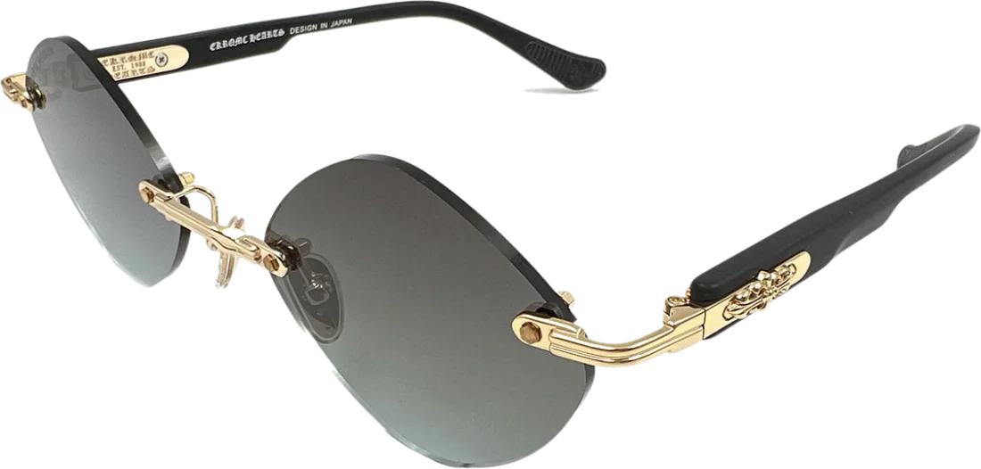 Lunettes de soleil Chrome Hearts Diamond cerclés noires et or