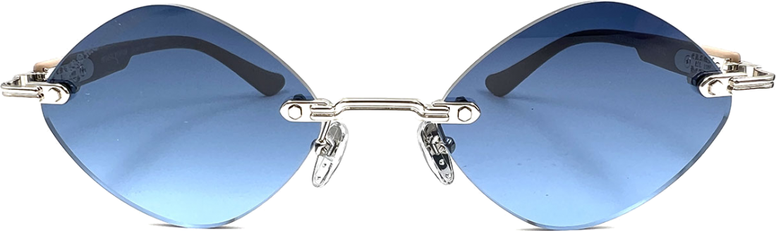 Lunettes de soleil Chrome Hearts Diamond CH8132 DG/SS - Monture beige et argent, verres bleus vue 2