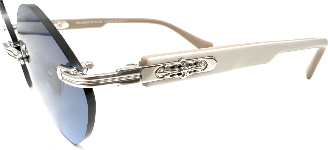 Lunettes de soleil Chrome Hearts Diamond CH8132 DG/SS - Monture beige et argent, verres bleus vue 3