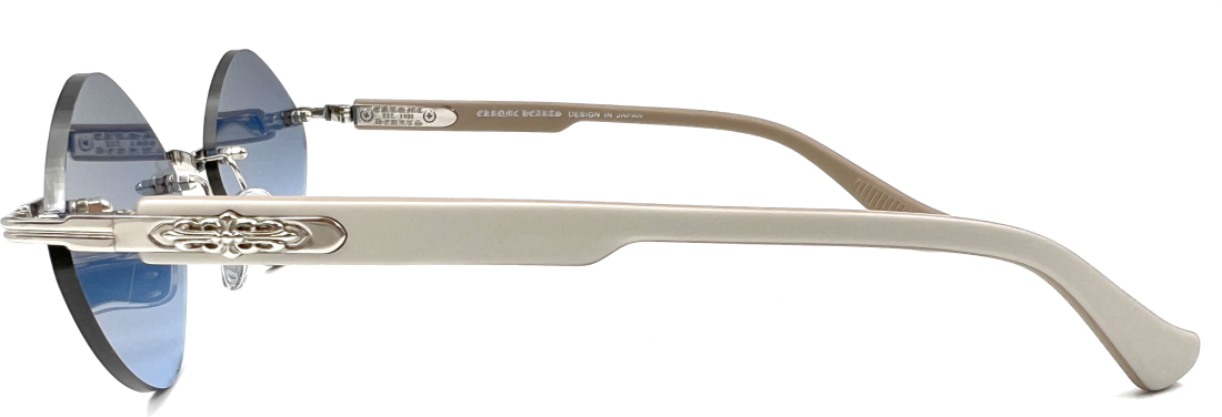 Lunettes de soleil Chrome Hearts Diamond CH8132 DG/SS - Monture beige et argent, verres bleus vue 4