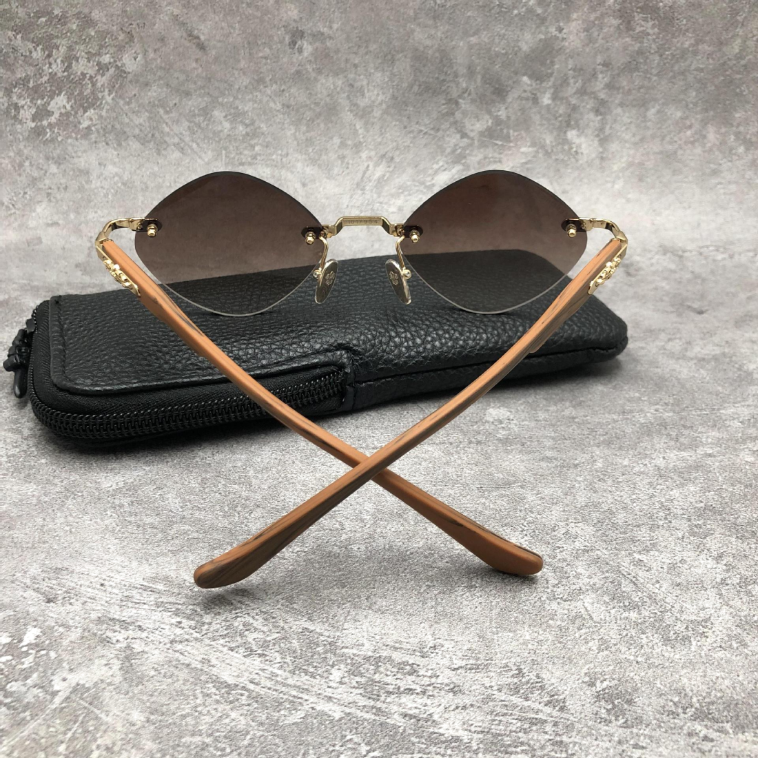 Lunettes de soleil Chrome Hearts Diamond CH8132 BH/SS - Monture plastique géométrique, verres marron vue 5
