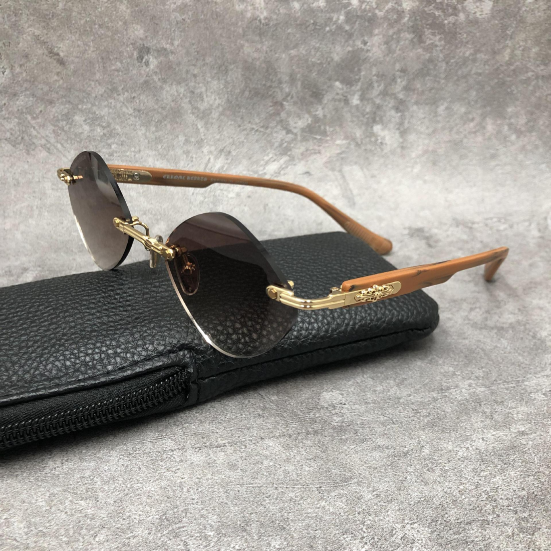 Lunettes de soleil Chrome Hearts Diamond CH8132 BH/SS - Monture plastique géométrique, verres marron vue 6