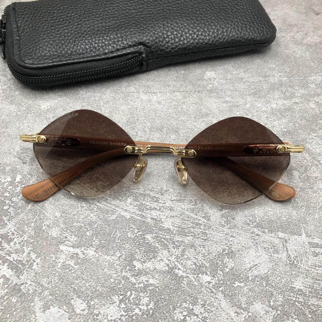 Lunettes de soleil Chrome Hearts Diamond CH8132 BH/SS - Monture plastique géométrique, verres marron vue 8