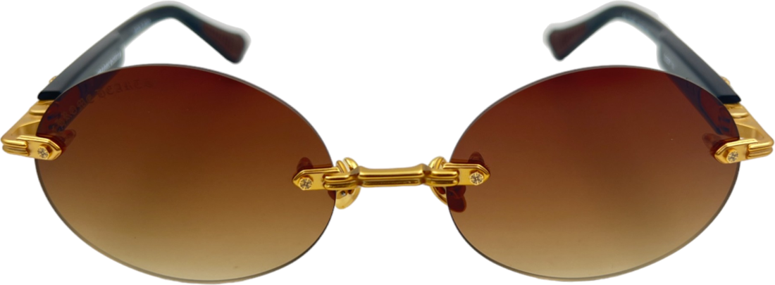Lunettes de Soleil Chrome Hearts Deep 3 - Réf. 109843 - Monture Ronde Acétate Noir Unisexe vue 2