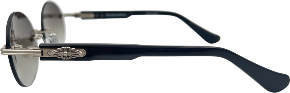 Lunettes de Soleil Chrome Hearts Deep 3 - Monture Ronde Noire Mat en Acétate - Réf. 109845 - Unisexe vue 3