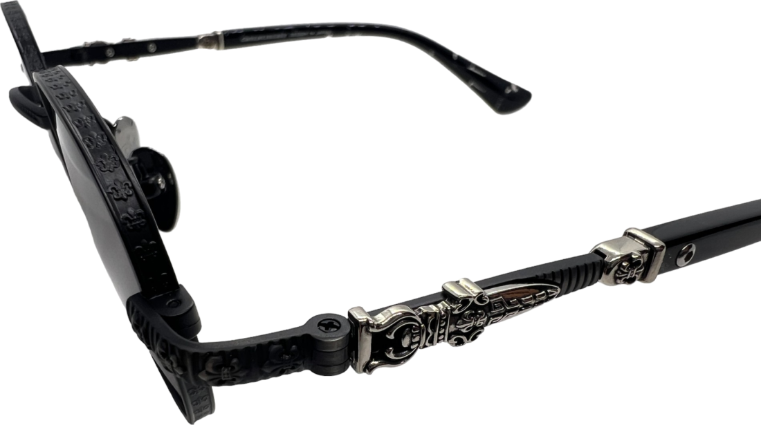 Lunettes de soleil Chrome Hearts unisexe, monture ronde métal noir mat, réf. 110034 vue 2