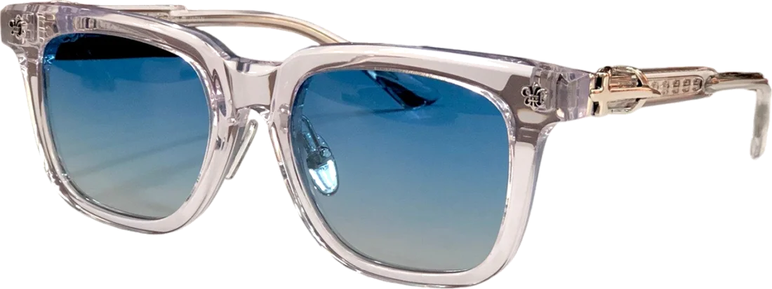 Lunettes de soleil Chrome Hearts CH8127 transparentes rectangulaires en acétate verres bleus
