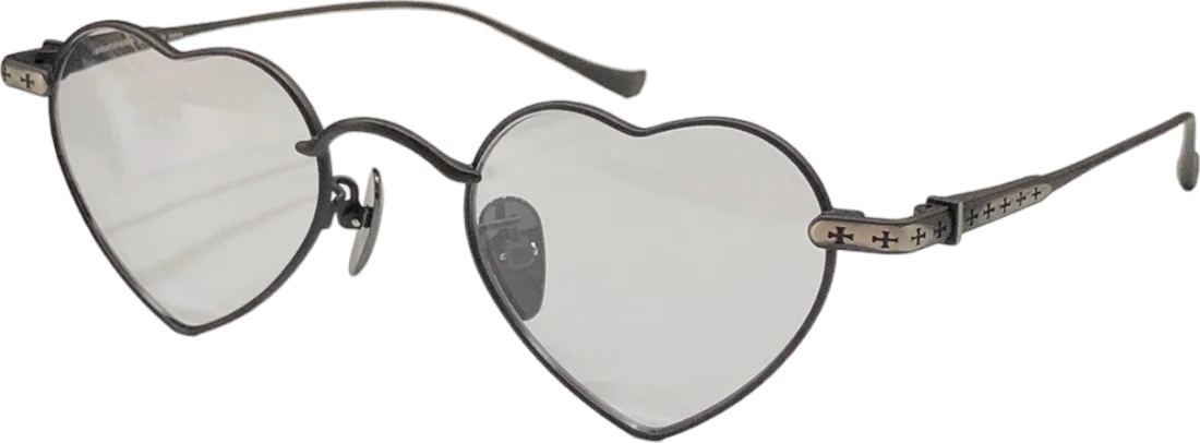 Lunettes de soleil Chrome Hearts Beam forme coeur en métal noir verres gris