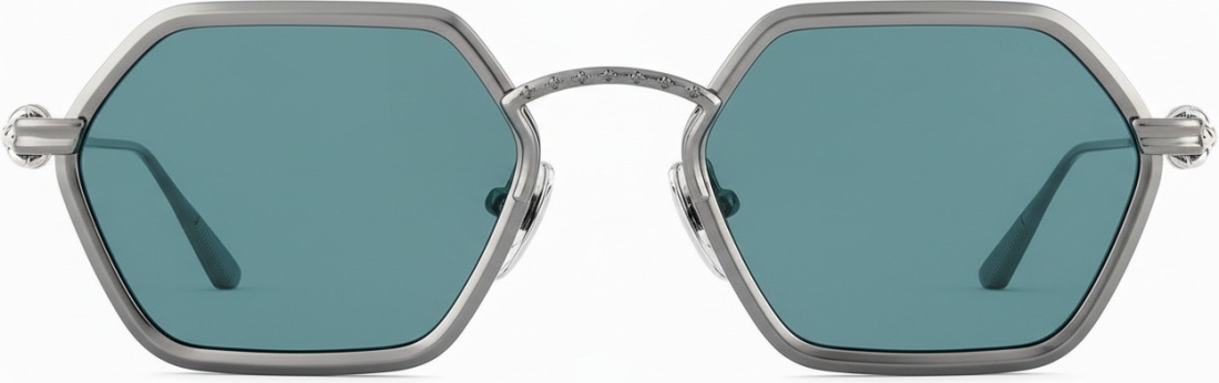 Lunettes de soleil Chrome Hearts Datass PWR-H61 - Monture hexagonale métal argenté - Unisexe vue 2