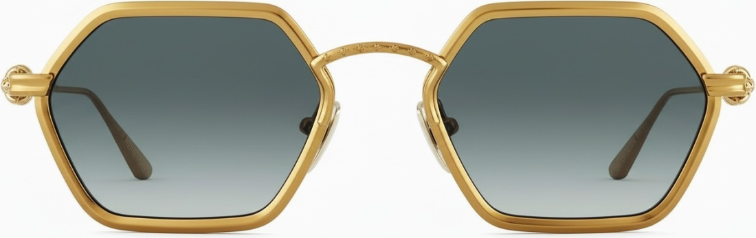 Lunettes de soleil Chrome Hearts Datass MGP-076 - Monture hexagonale en métal doré - Unisexe vue 2