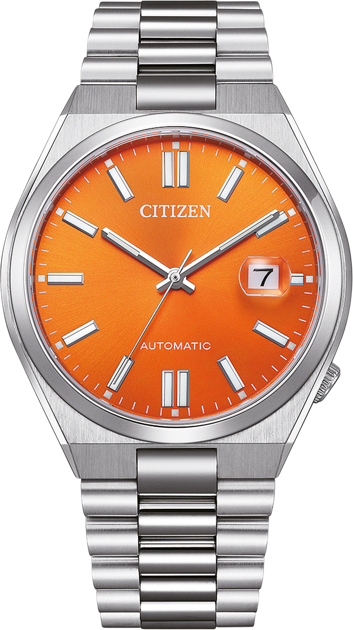 Montre Citizen NJ0151-88Z Automatique Cadran Orange et Bracelet Acier