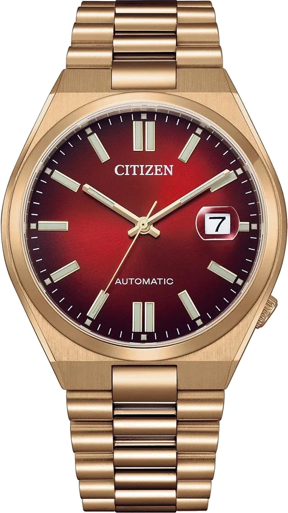Montre Automatique Citizen Tsuyosa NJ0153-82X bracelet doré rose cadran rouge