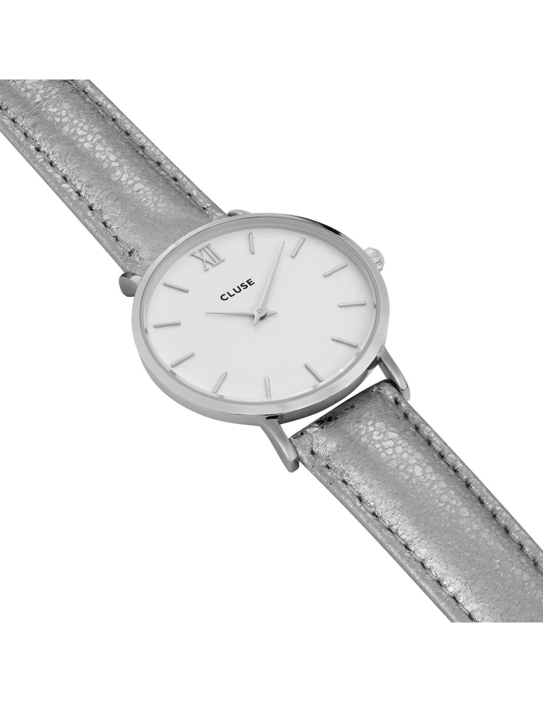 Détails de la montre Cluse CL30039, bracelet cuir et boucle ardillon