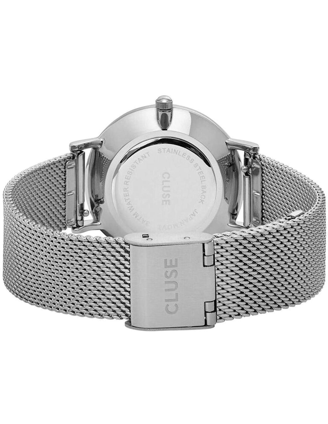 Montre Cluse Minuit Mesh Silver/Black CL30015 Bracelet en maille milanaise vue 3