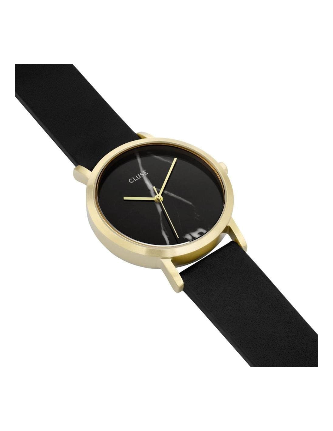 Détails du cadran Cluse CL40102 avec aiguilles luminescentes et bracelet en acier inoxydable