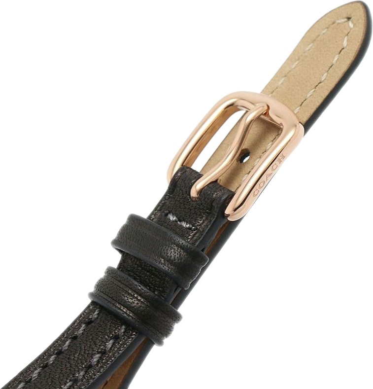 Montre Femme Coach Cadie 14504027 - Boîtier Or Rose, Cadran Blanc Rectangulaire, Bracelet Cuir Noir vue 5