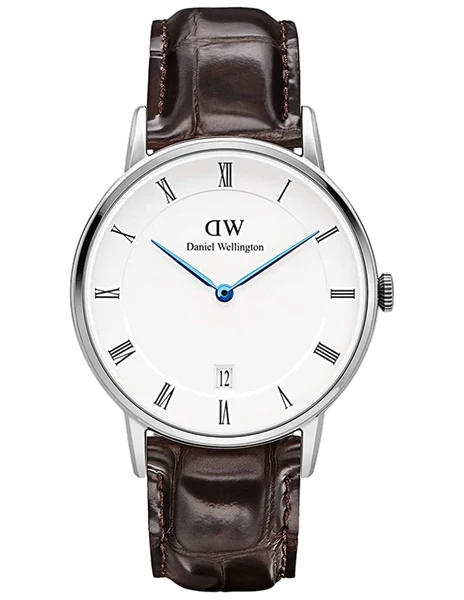 Montre Daniel Wellington DW00100097 en acier poli et cuir marron