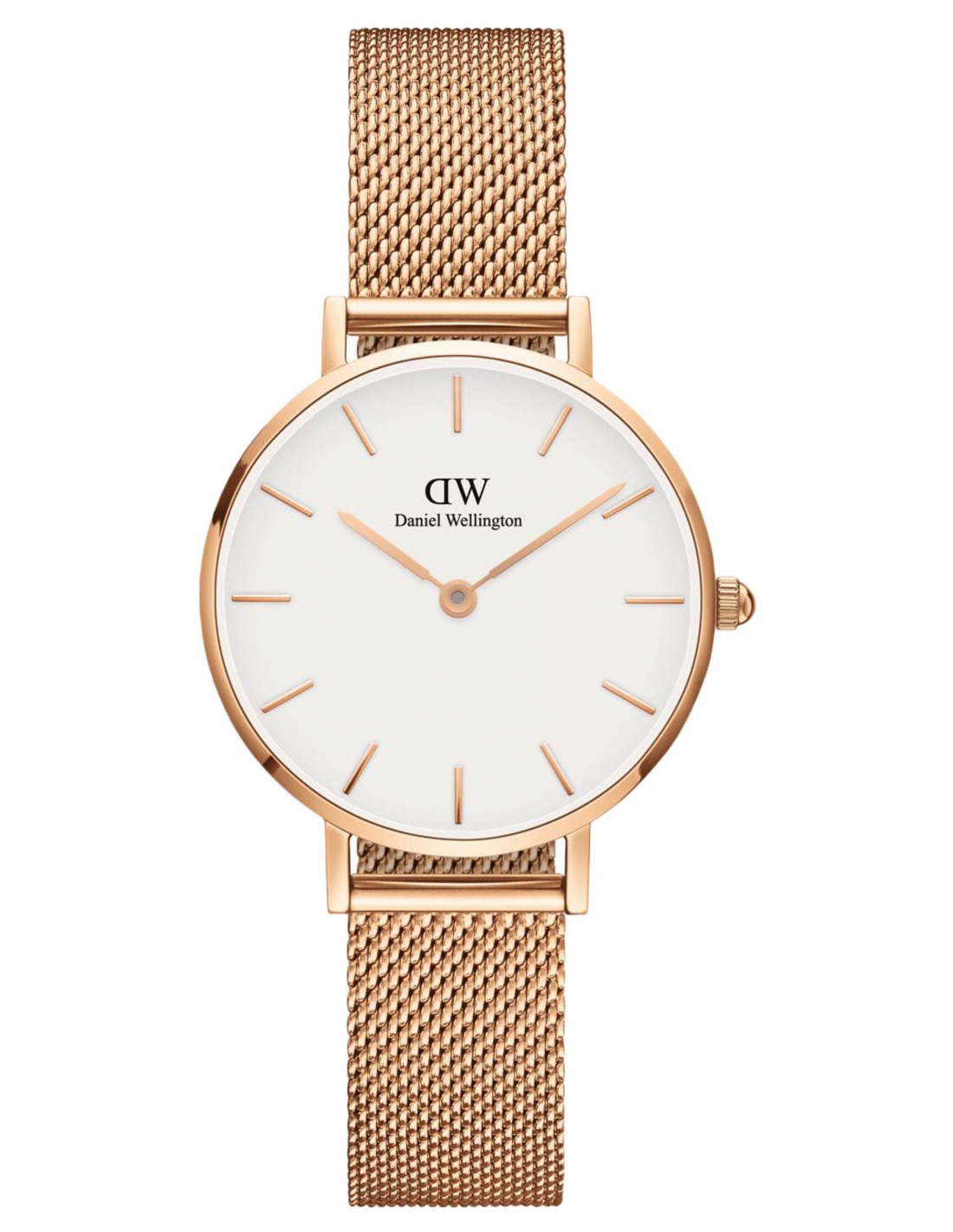 Montre Daniel Wellington DW00100219 Classic Petite Melrose 28mm Maille Milanaise Or Rose
