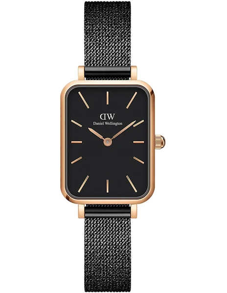 Montre Daniel Wellington DW00100433 Quadro Rectangulaire Maille Milanaise Noire