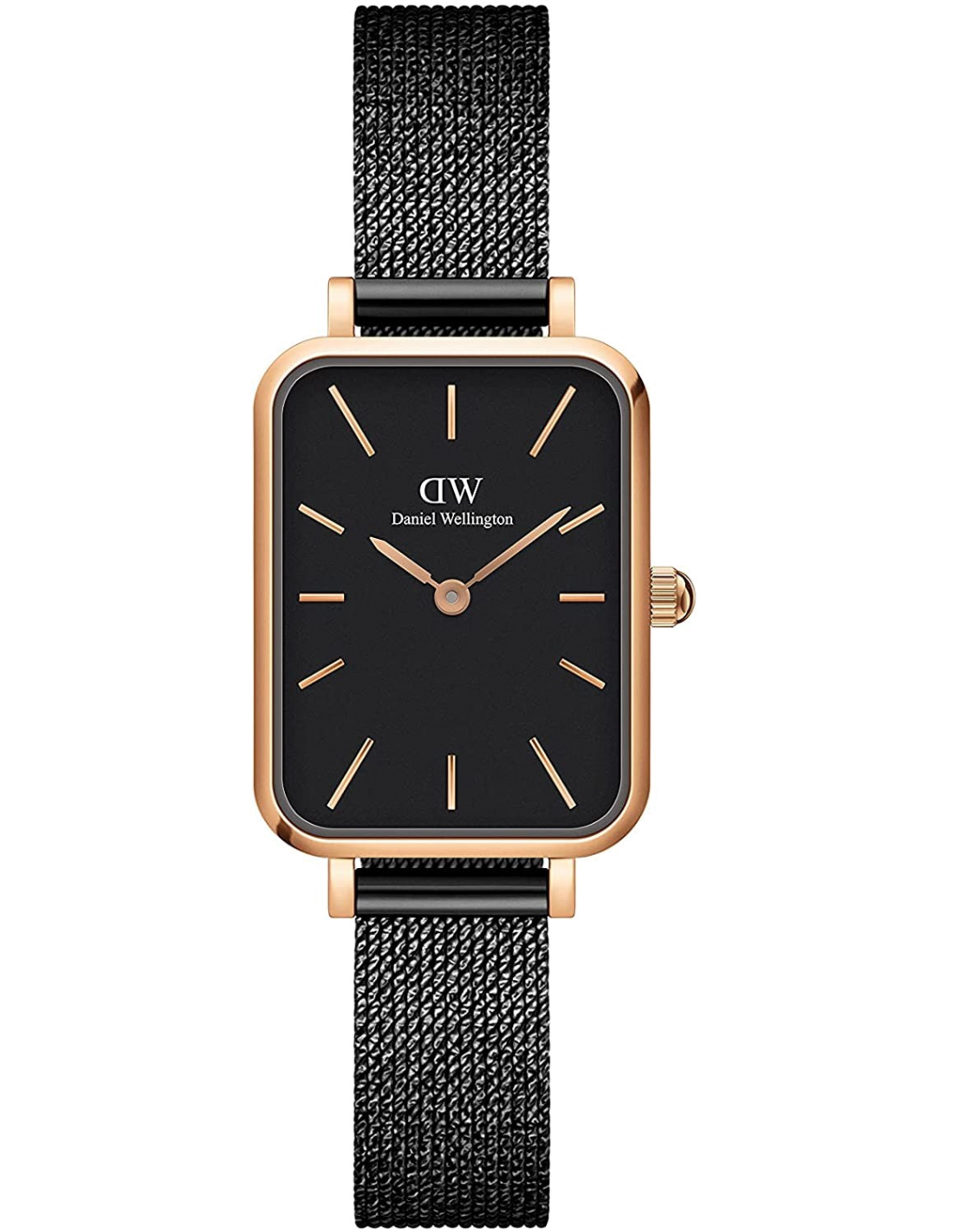 Montre Daniel Wellington DW00100433 Quadro Rectangulaire Maille Milanaise Noire