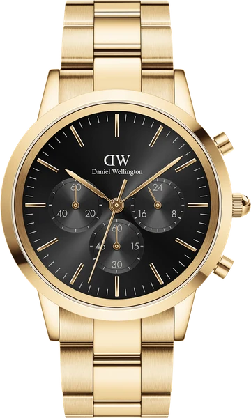 Montre Daniel Wellington DW00100641 Iconic Chronograph Link Onyx G en acier doré jaune