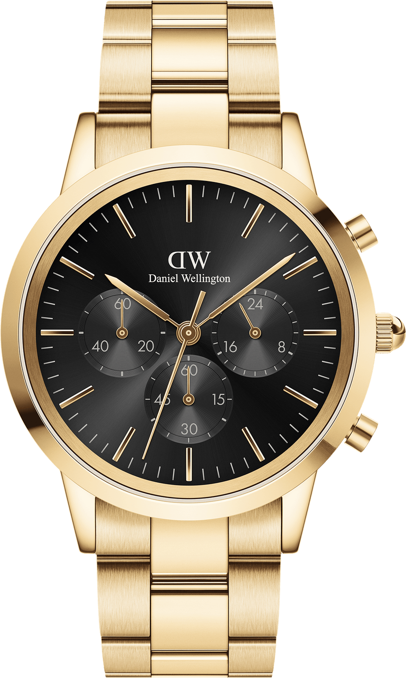 Montre Daniel Wellington DW00100641 Iconic Chronograph Link Onyx G en acier doré jaune