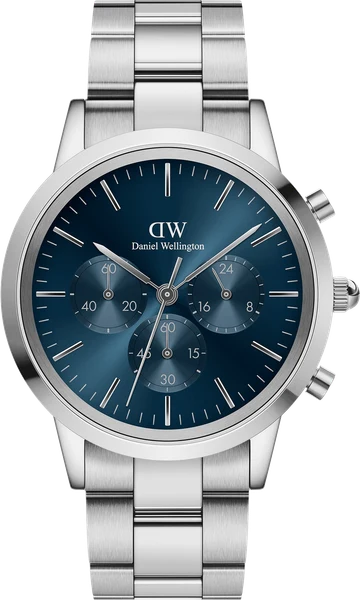 Montre Daniel Wellington DW00100644 Iconic Chronograph Link Onyx G en acier cadran bleu